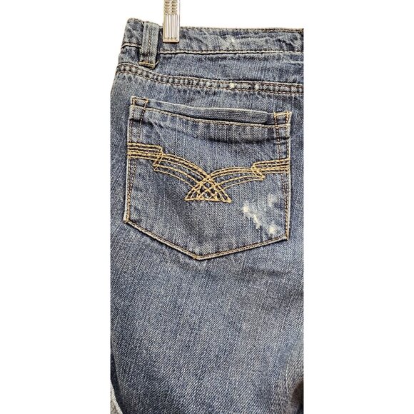 Route 66 Womens Blue Denim Cuffed Jean Shorts With Distressed Detailing Size 8 - Picture 6 of 13